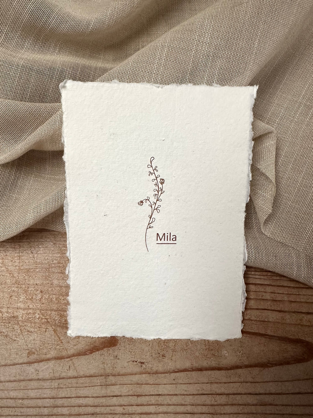 Geboortekaartje Mila | Handgeschept