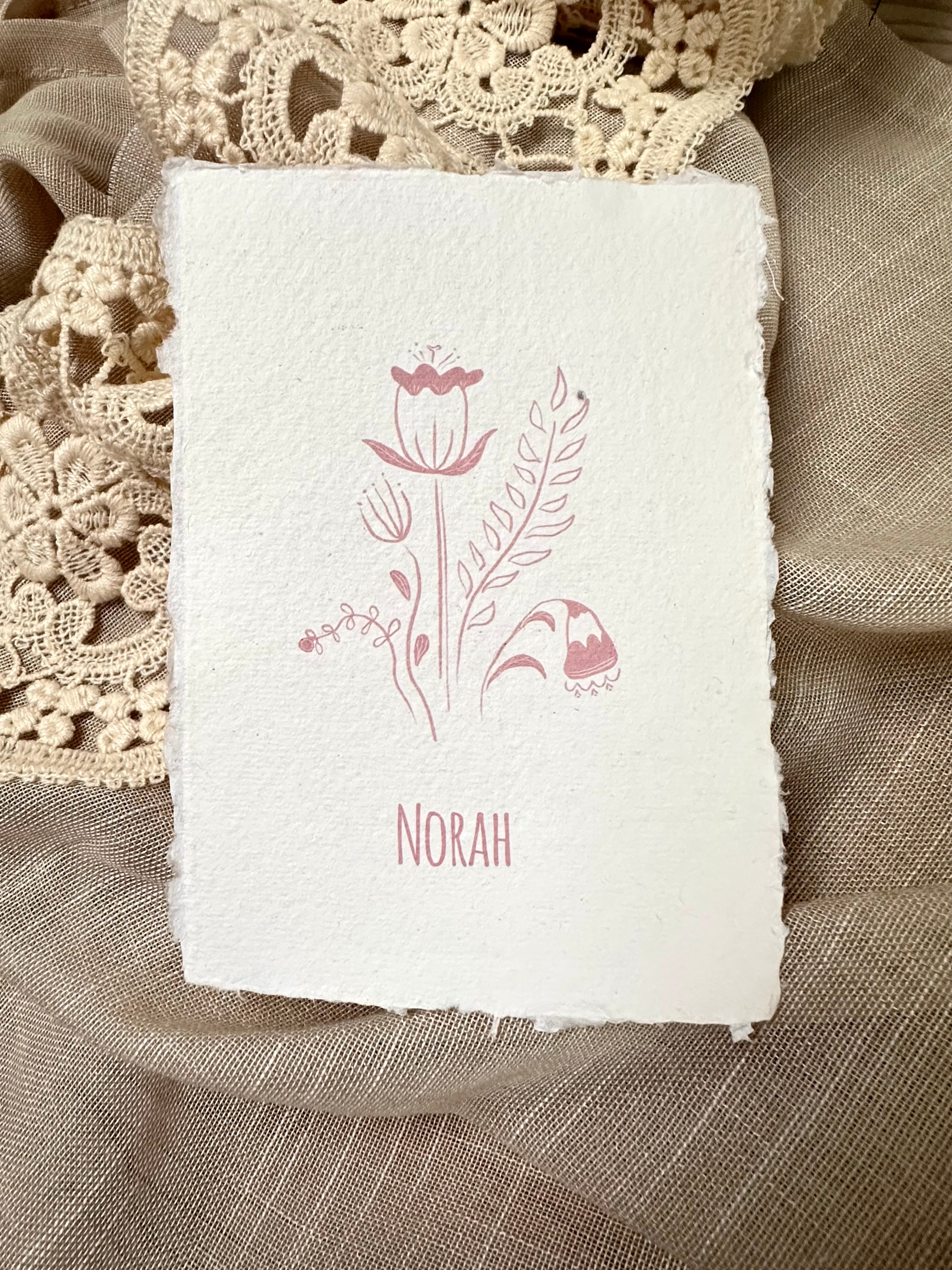 Geboortekaartje Norah | Handgeschept