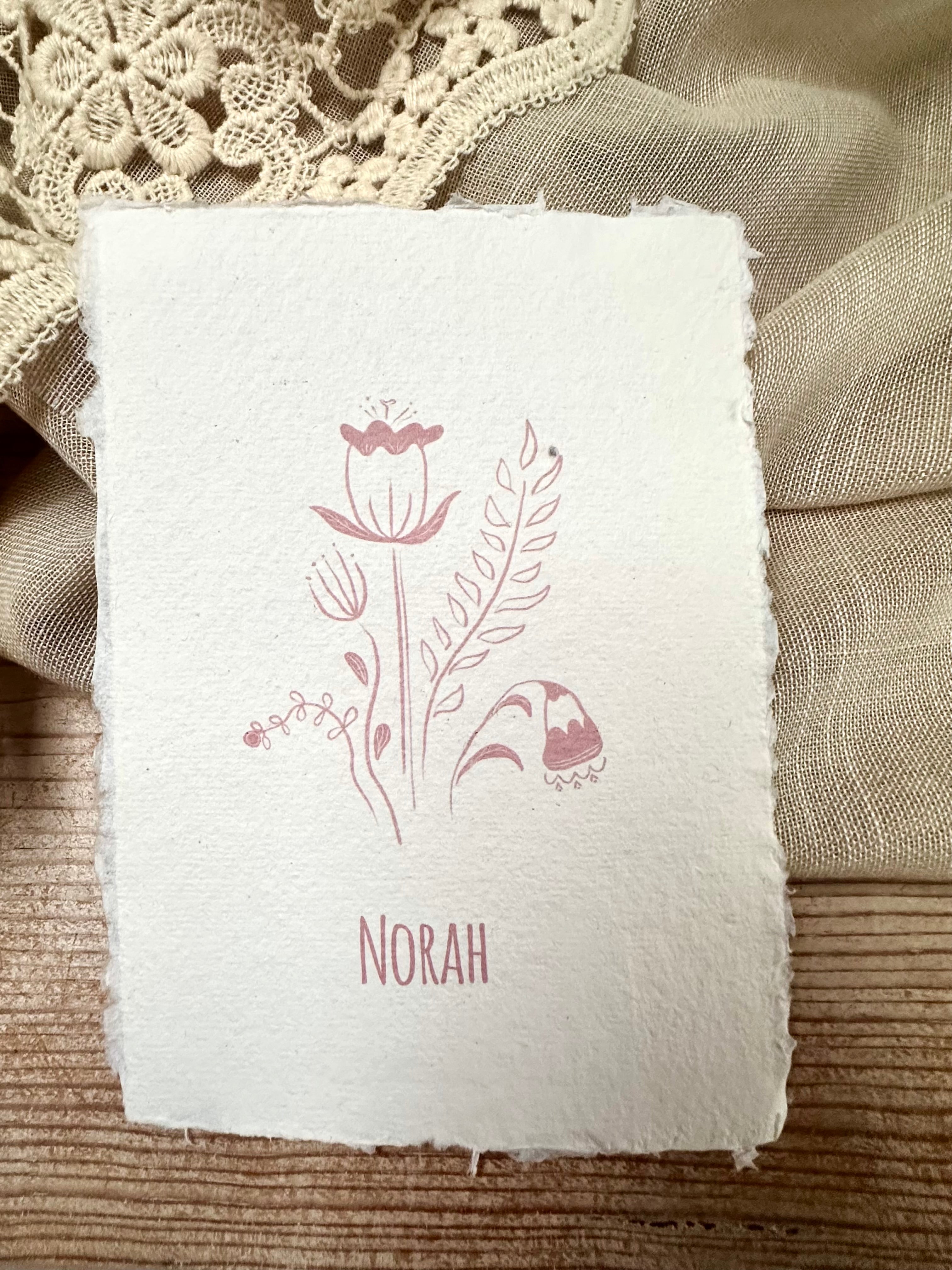 Geboortekaartje Norah | Handgeschept