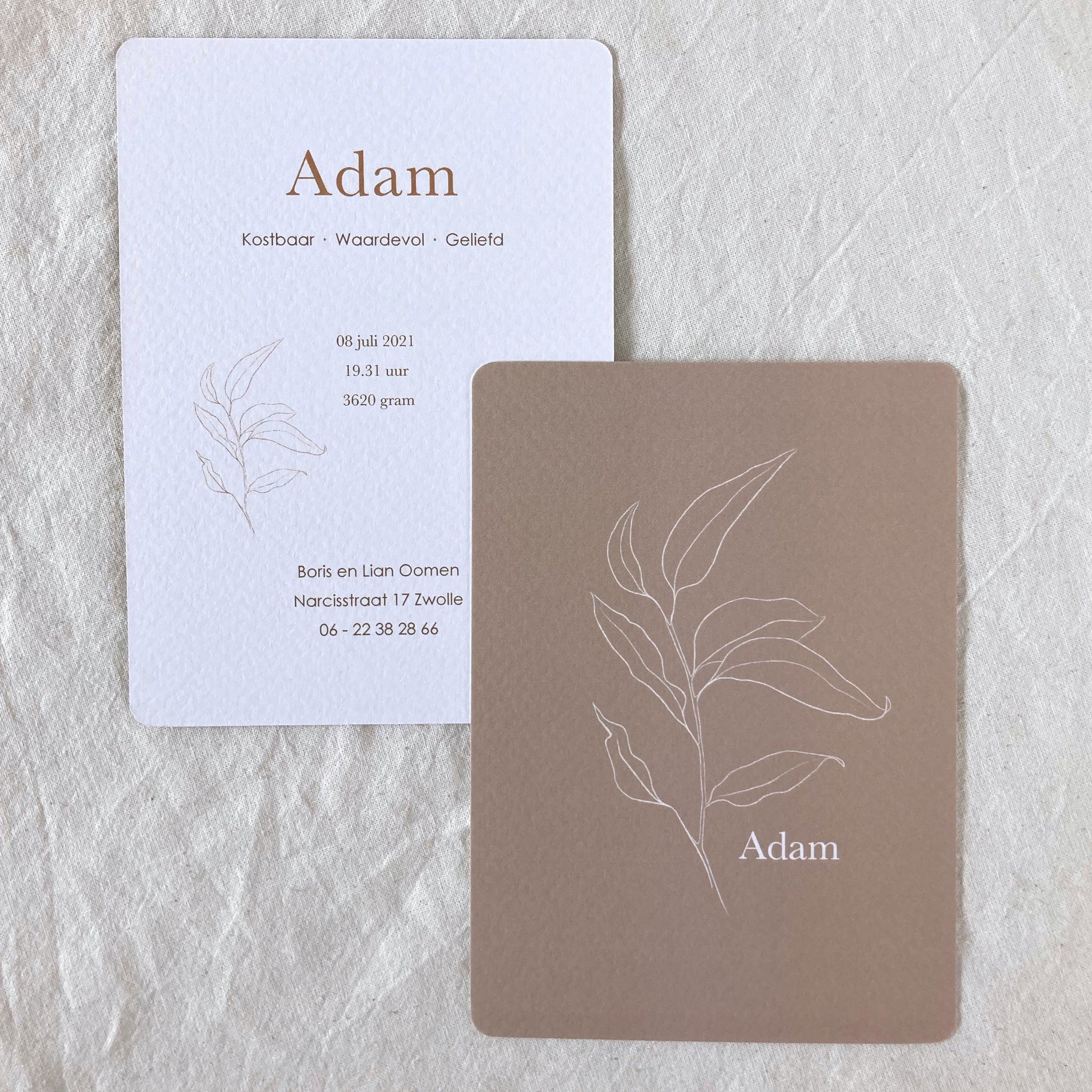 Geboortekaartje Adam | Bruin