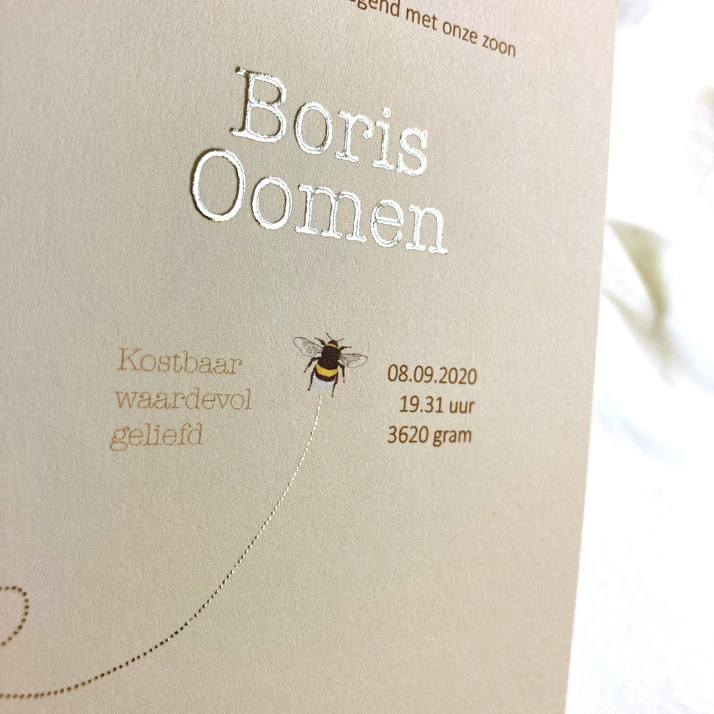 Geboortekaartje Boris | Goudfolie