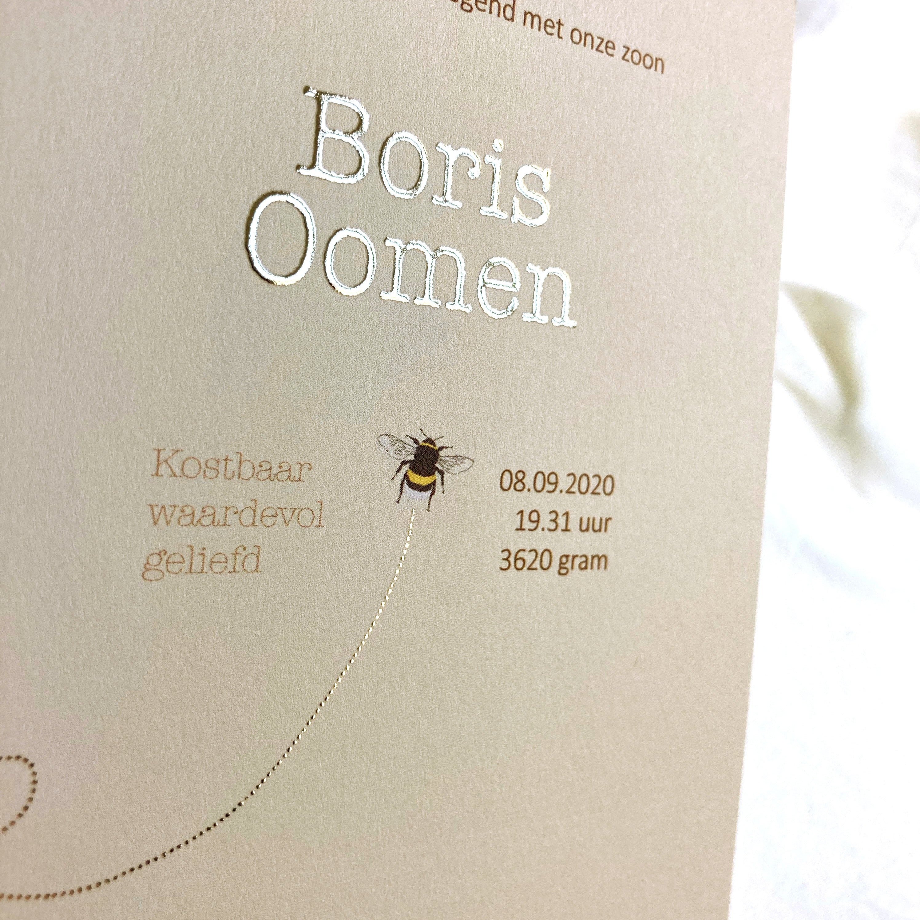 Geboortekaartje Boris | Goudfolie