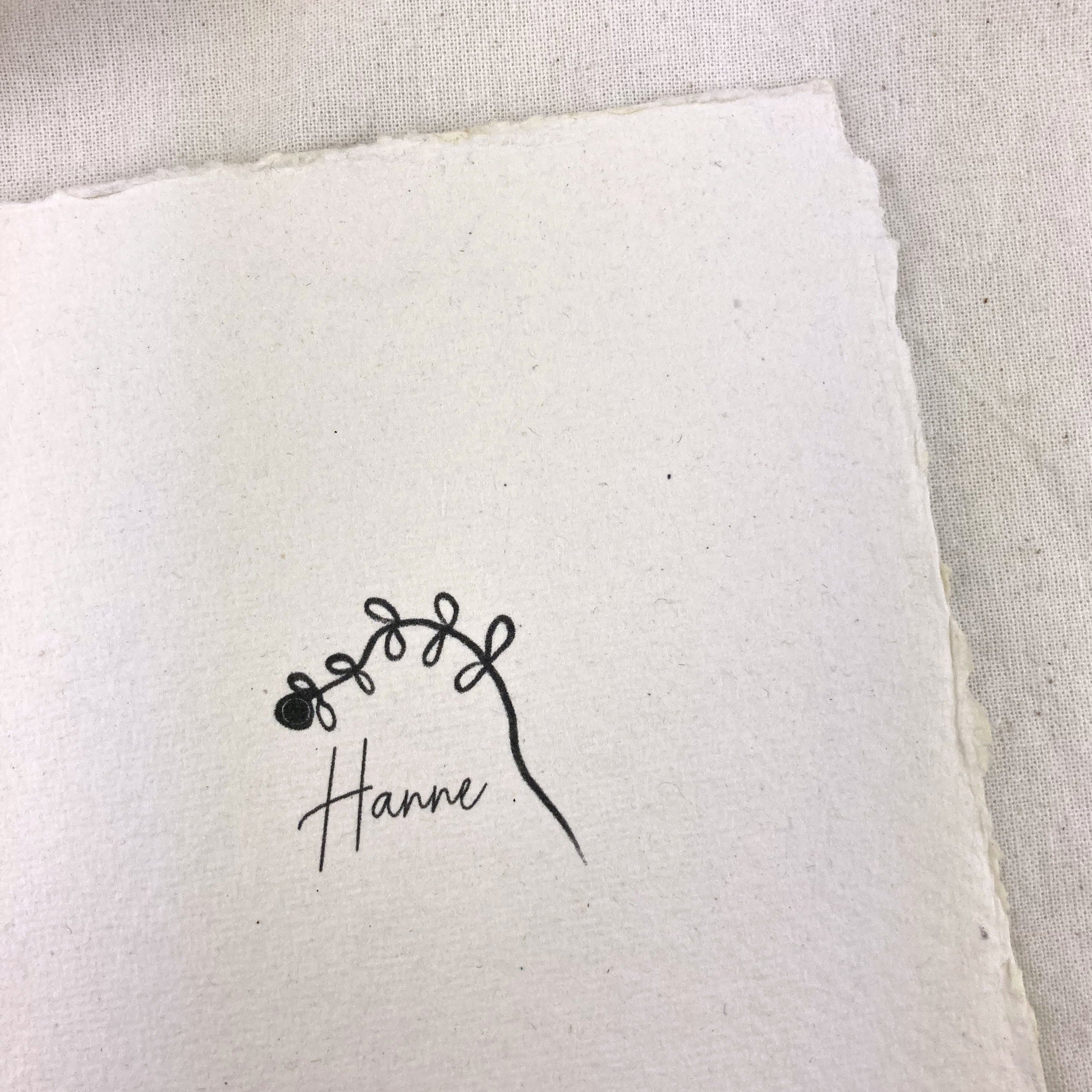 Geboortekaartje Hanne | Handgeschept | Zwart