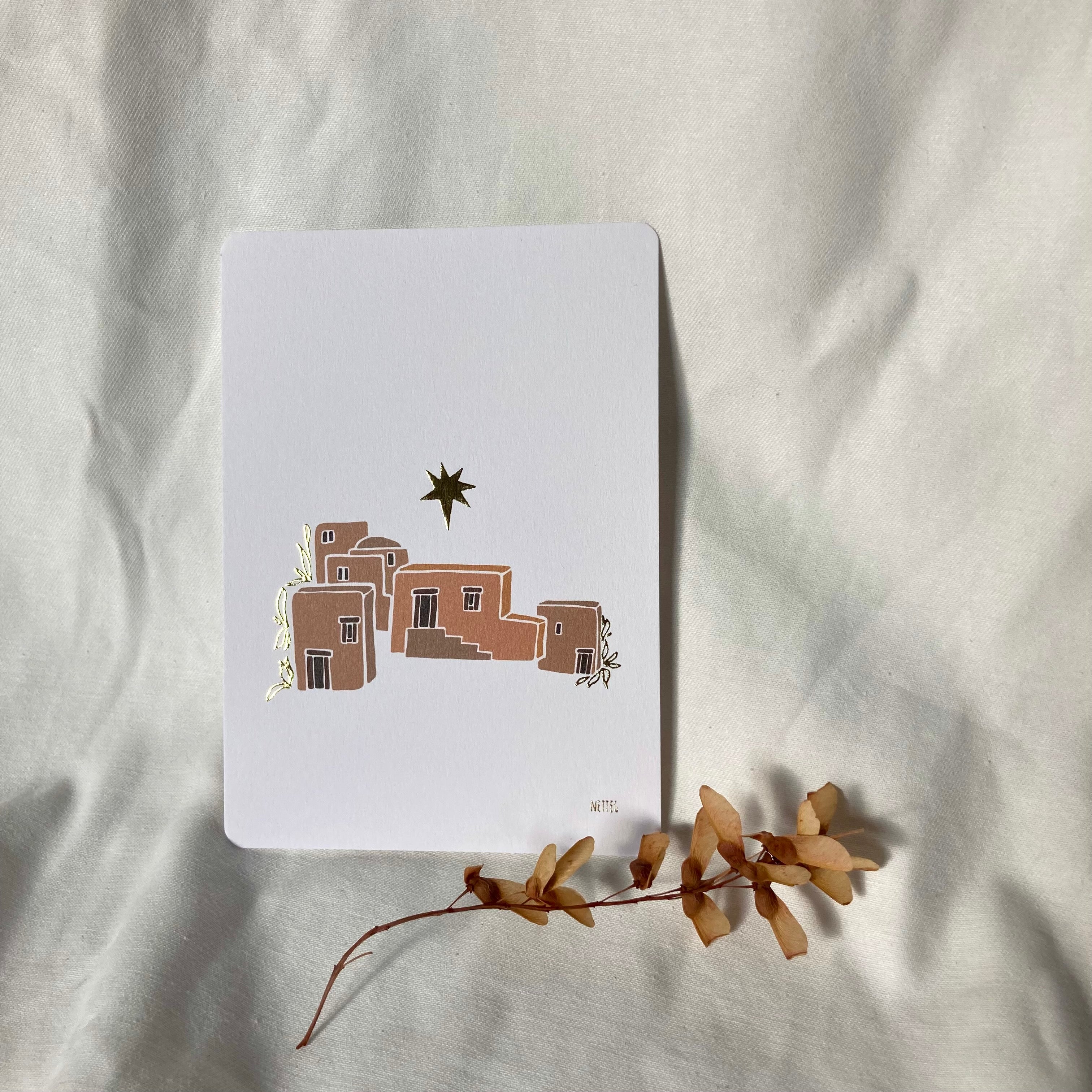 Kerstkaart enkel | Ster van Bethlehem | Goudfolie | Netteg