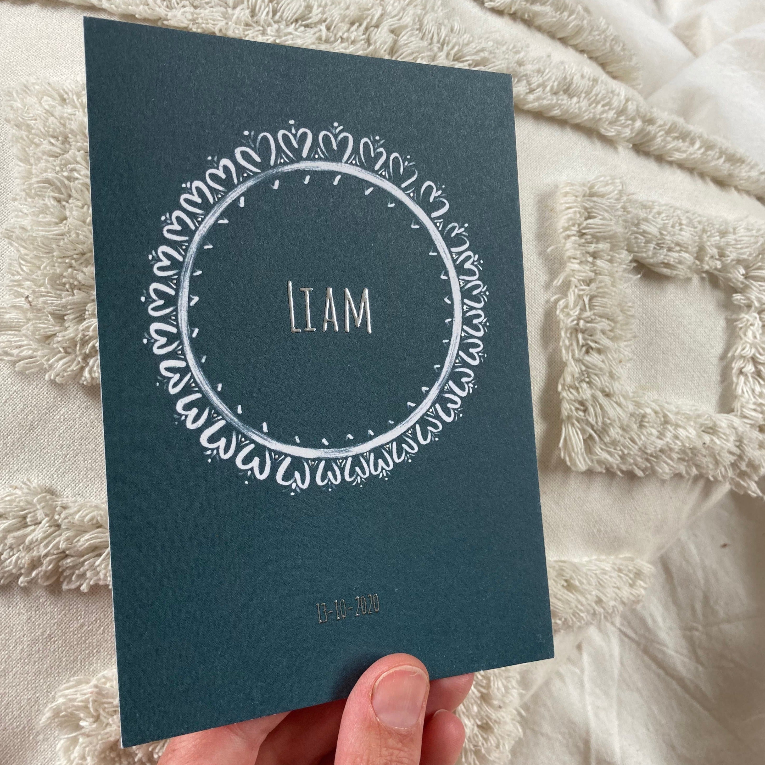 Geboortekaartje Liam | Zilverfolie