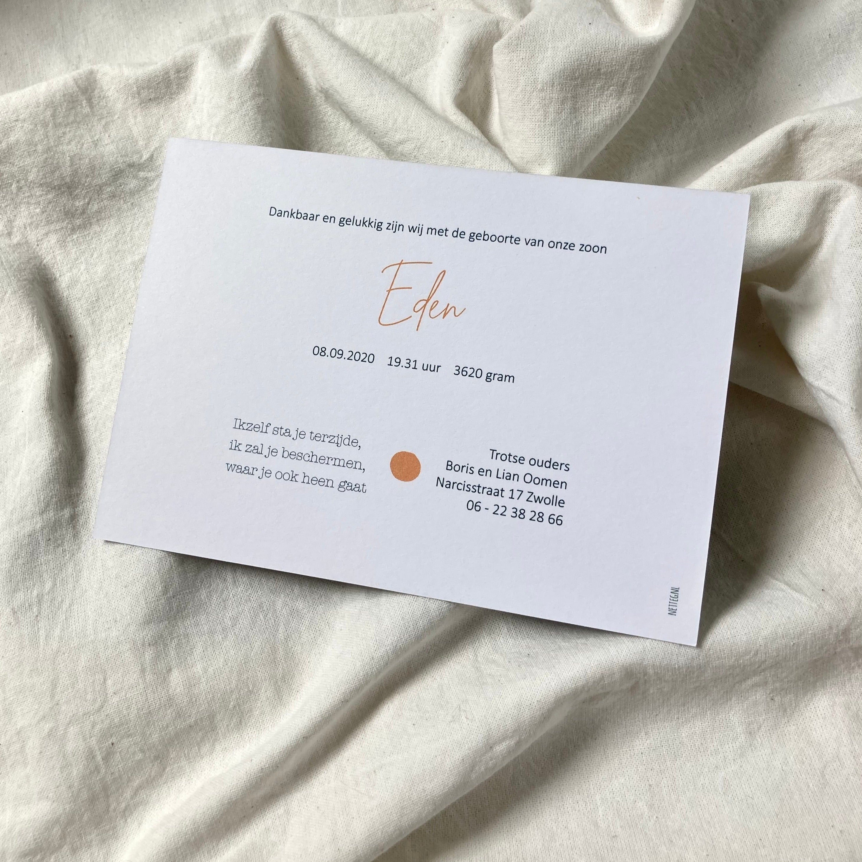 Geboortekaartje Eden | Zilverfolie