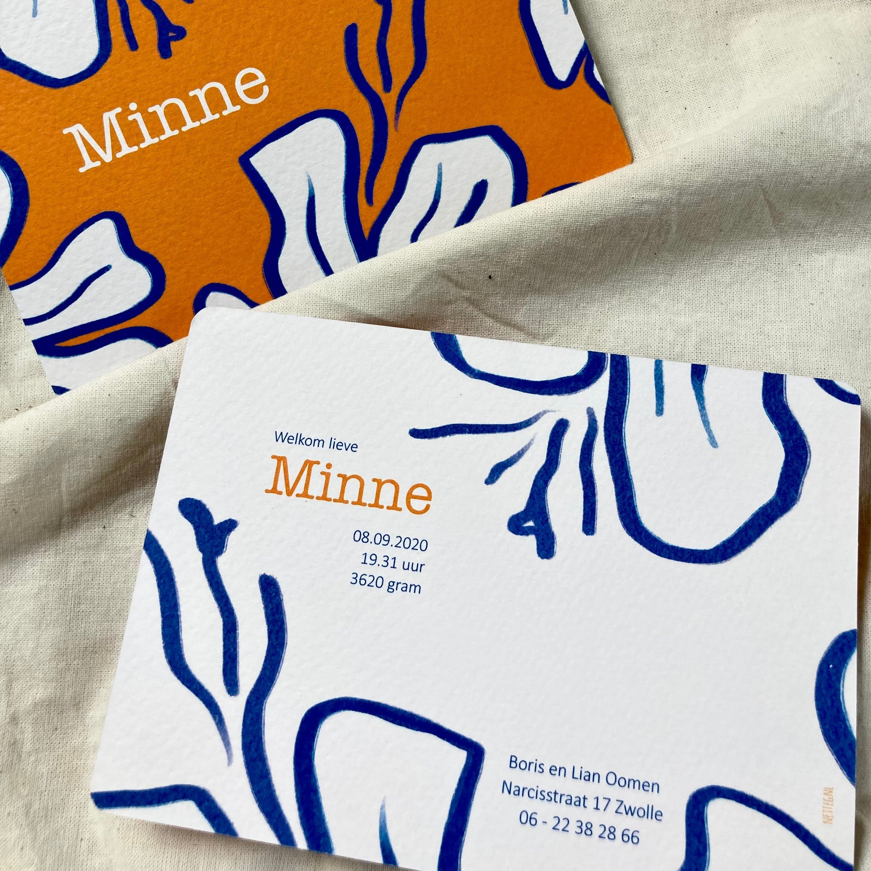 Geboortekaartje Minne | Oranje