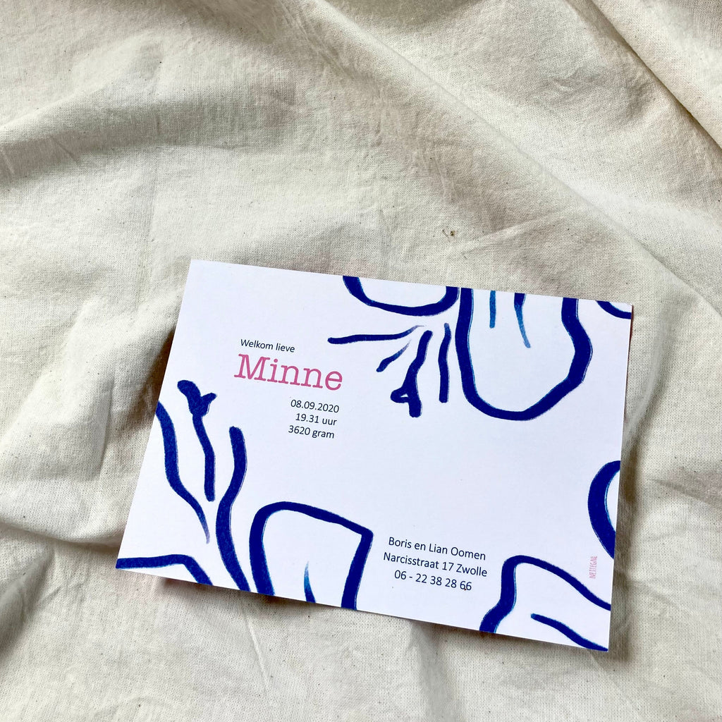 Geboortekaartje Minne | Zilverfolie
