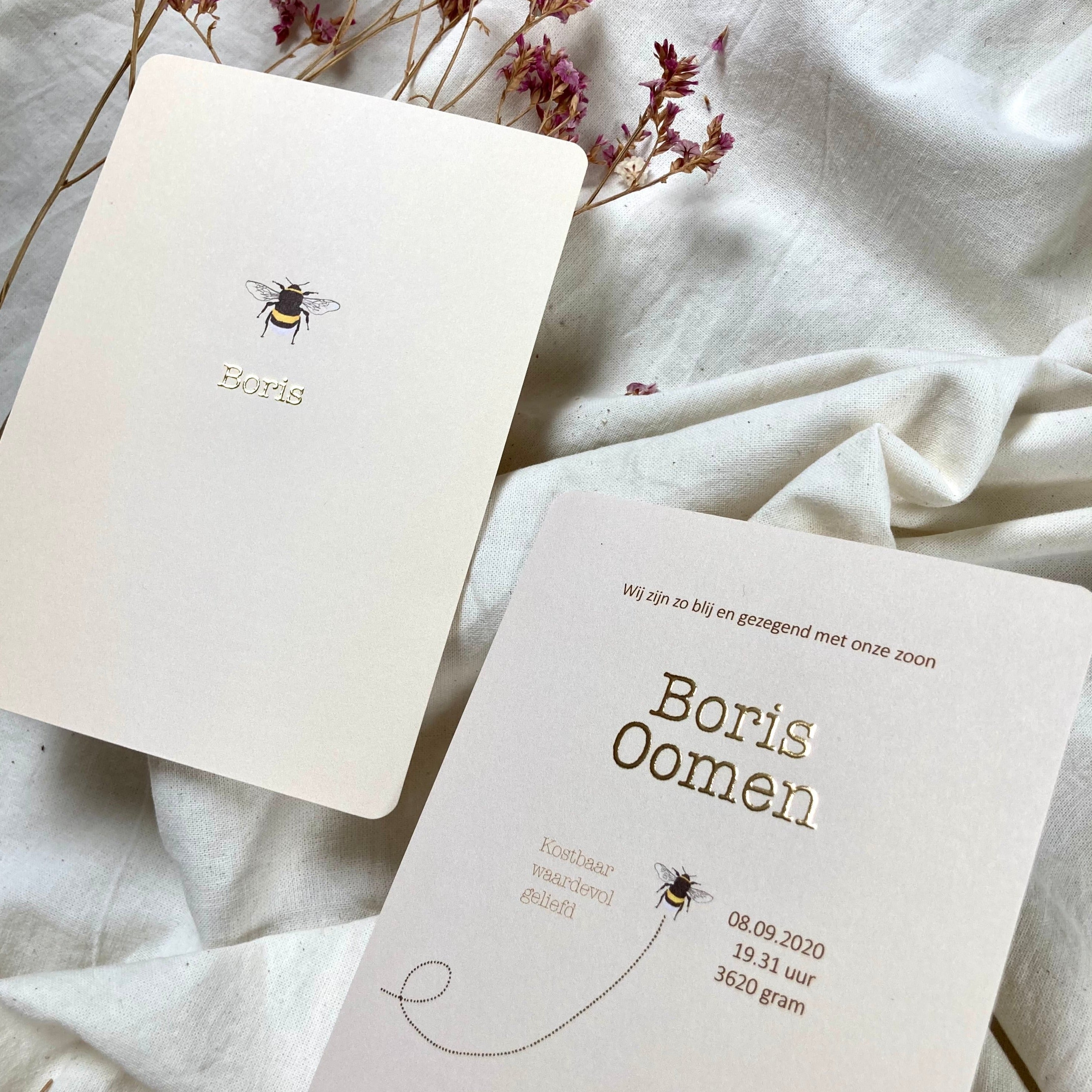 Geboortekaartje Boris | Goudfolie