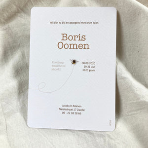 Geboortekaartje Boris | Wit