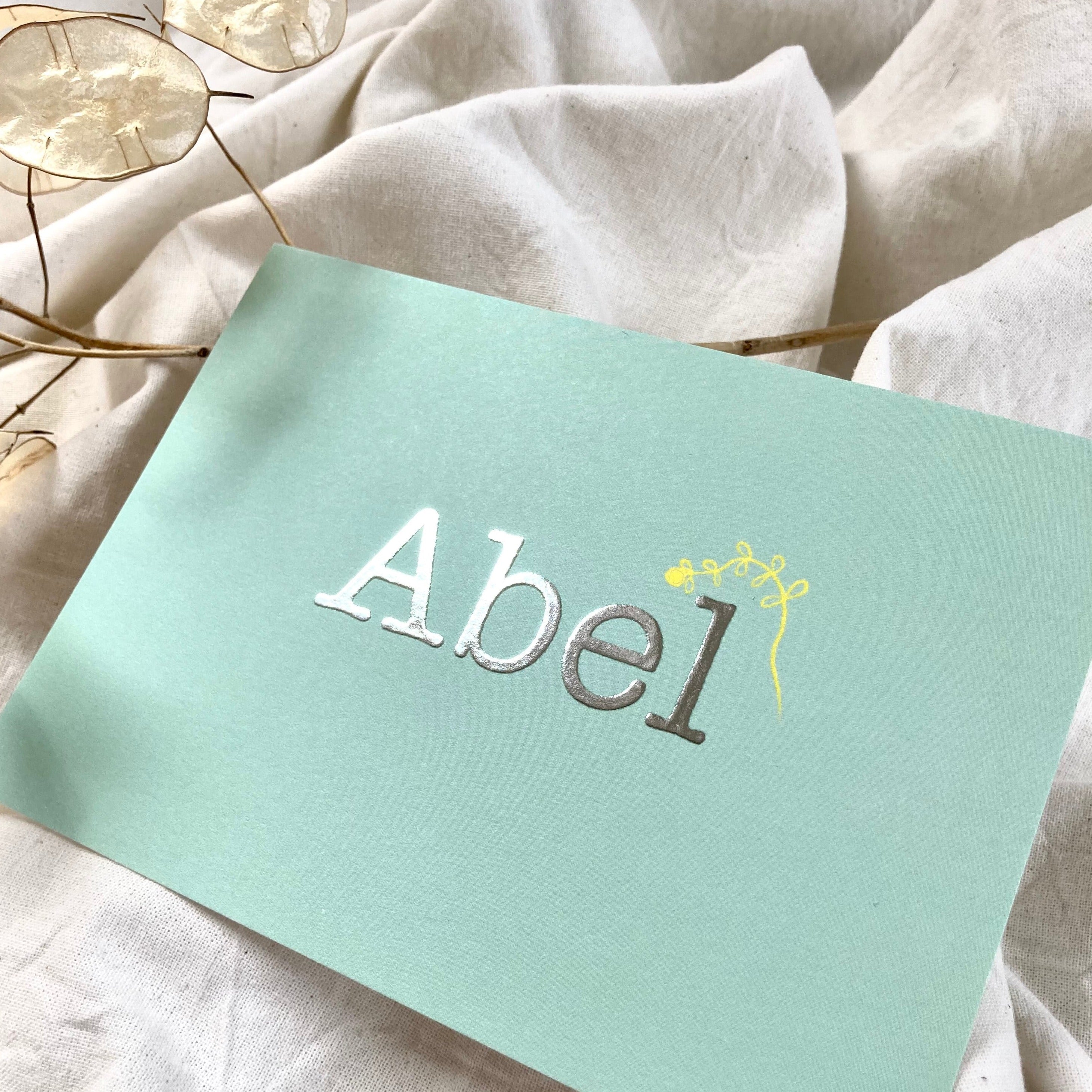 Geboortekaartje Abel | Zilverfolie