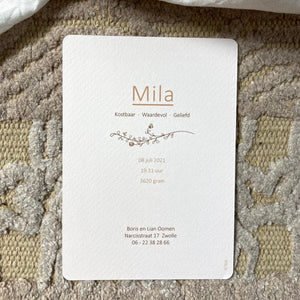 Geboortekaartje Mila | Beige