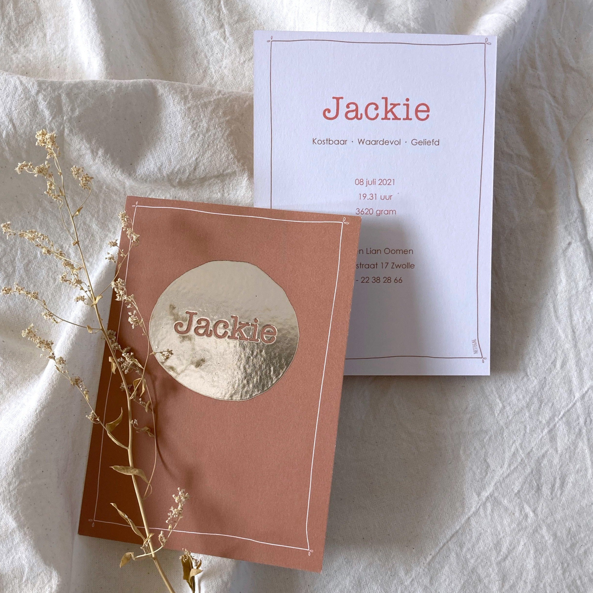 Geboortekaartje Jackie | Zilverfolie