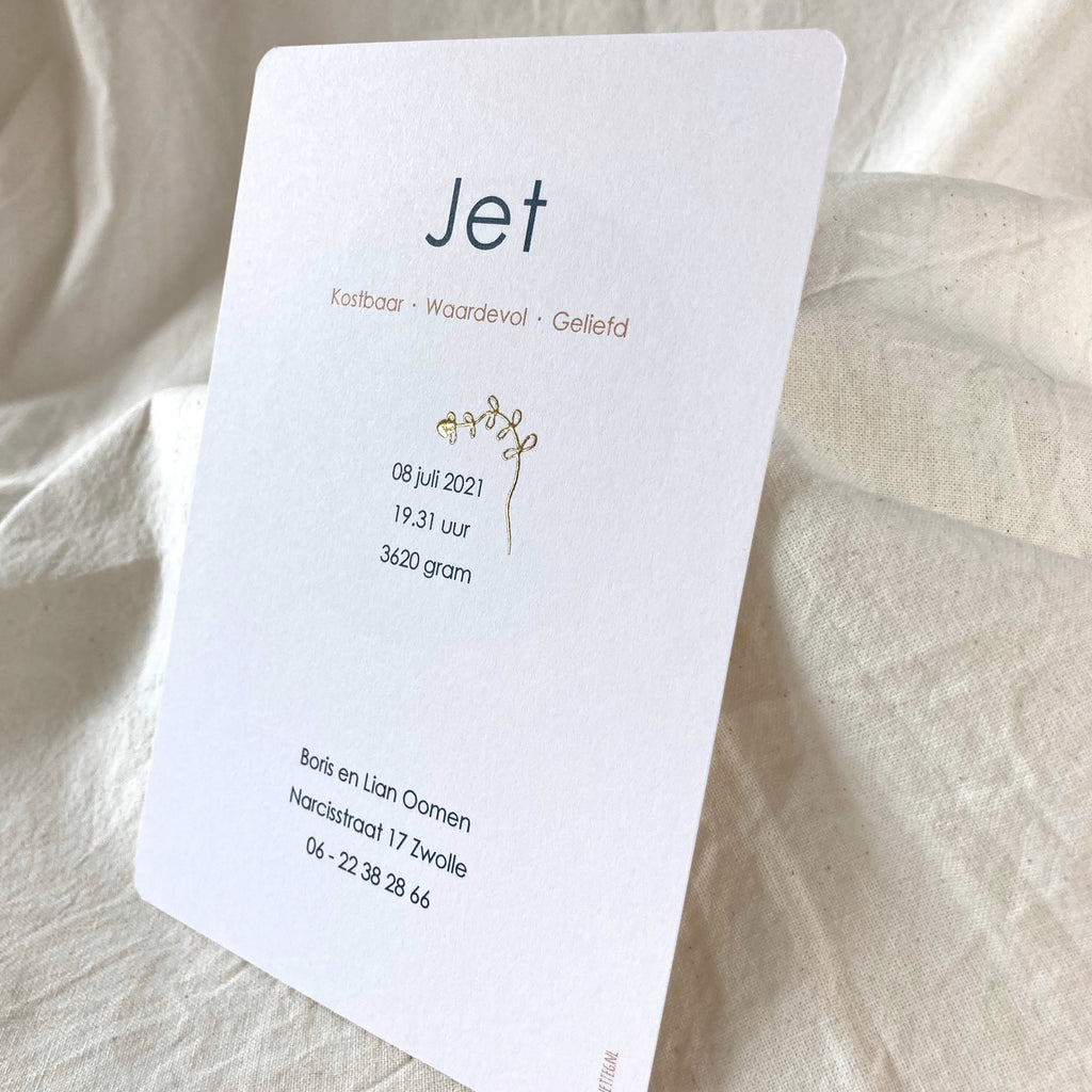 Geboortekaartje Jet | Goudfolie