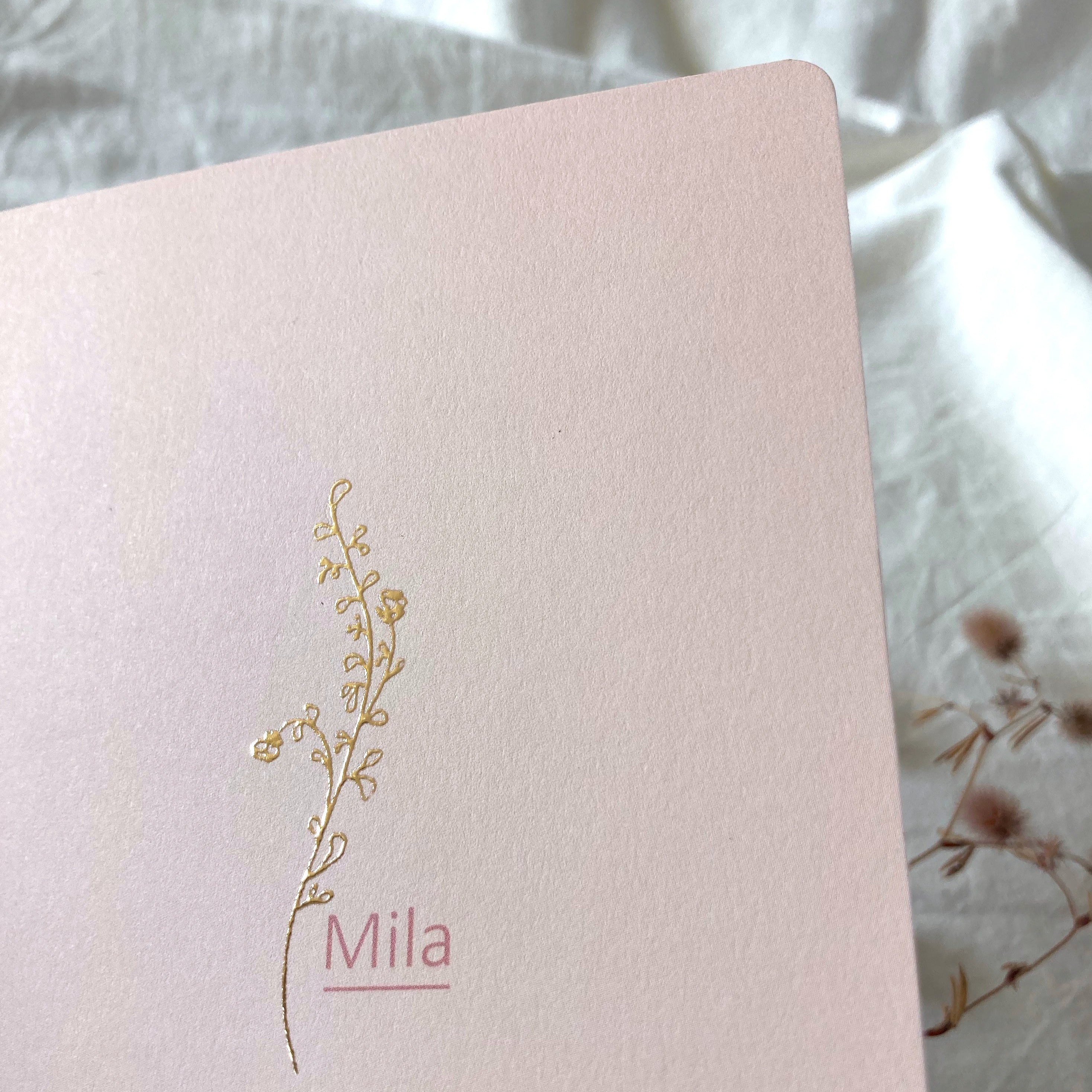 Geboortekaartje Mila | Zacht Roze | Goudfolie